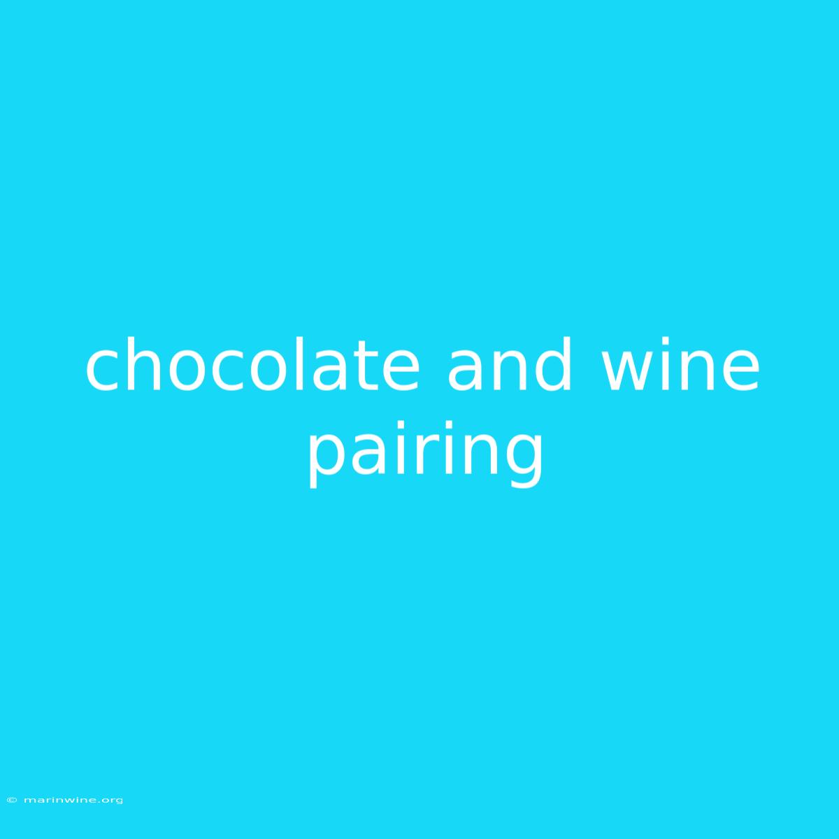 Chocolate And Wine Pairing