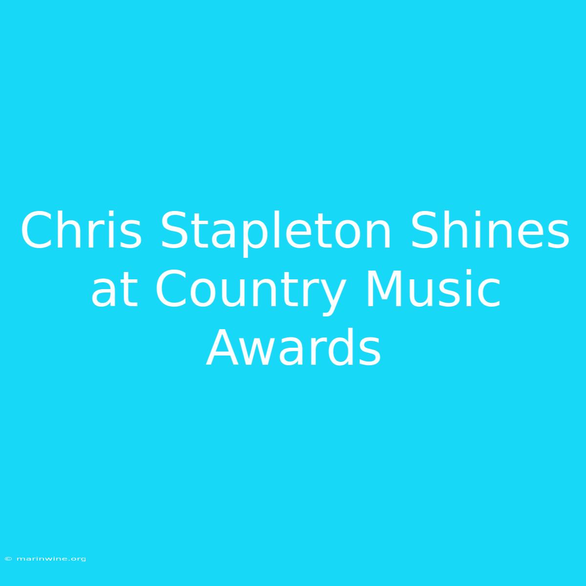 Chris Stapleton Shines At Country Music Awards