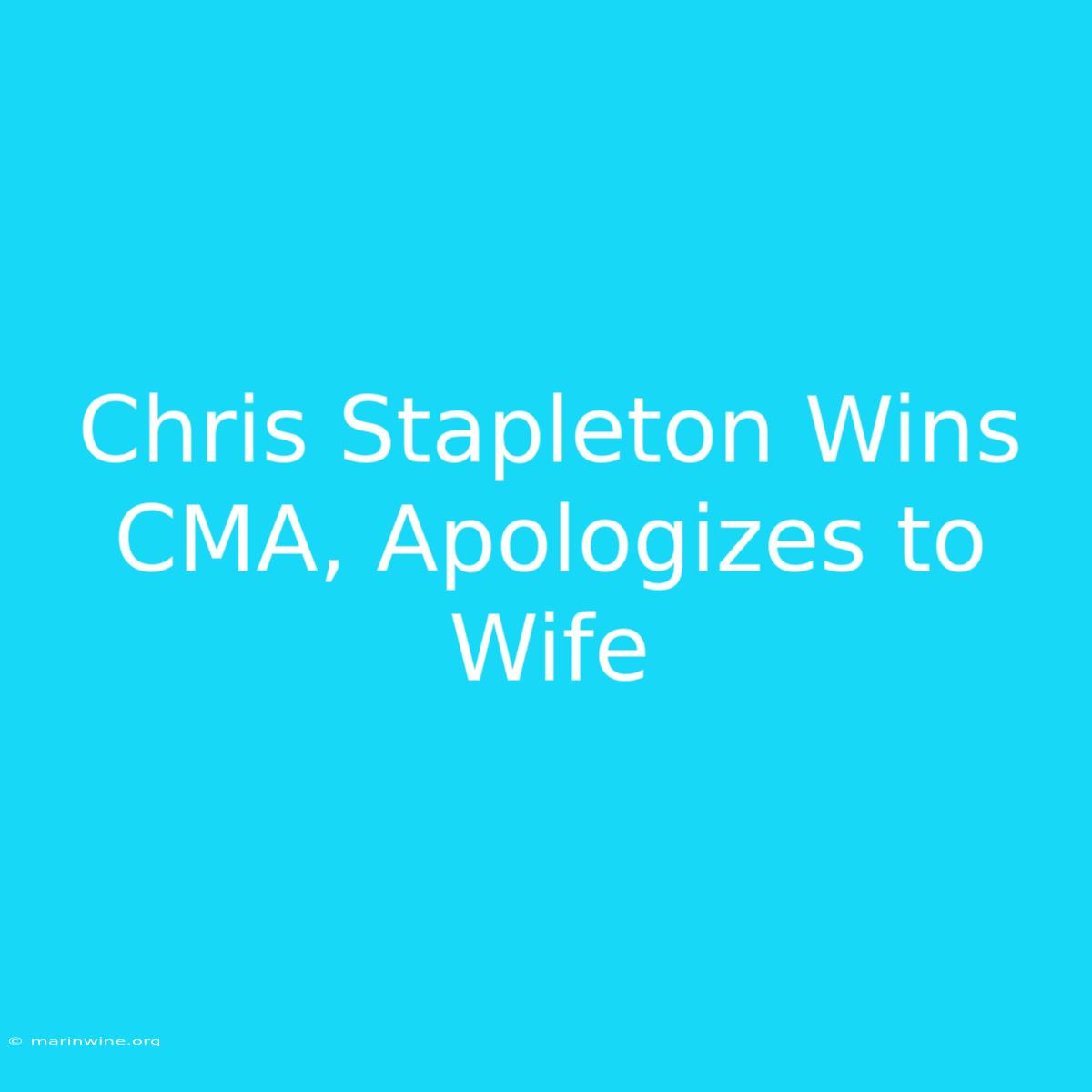 Chris Stapleton Wins CMA, Apologizes To Wife