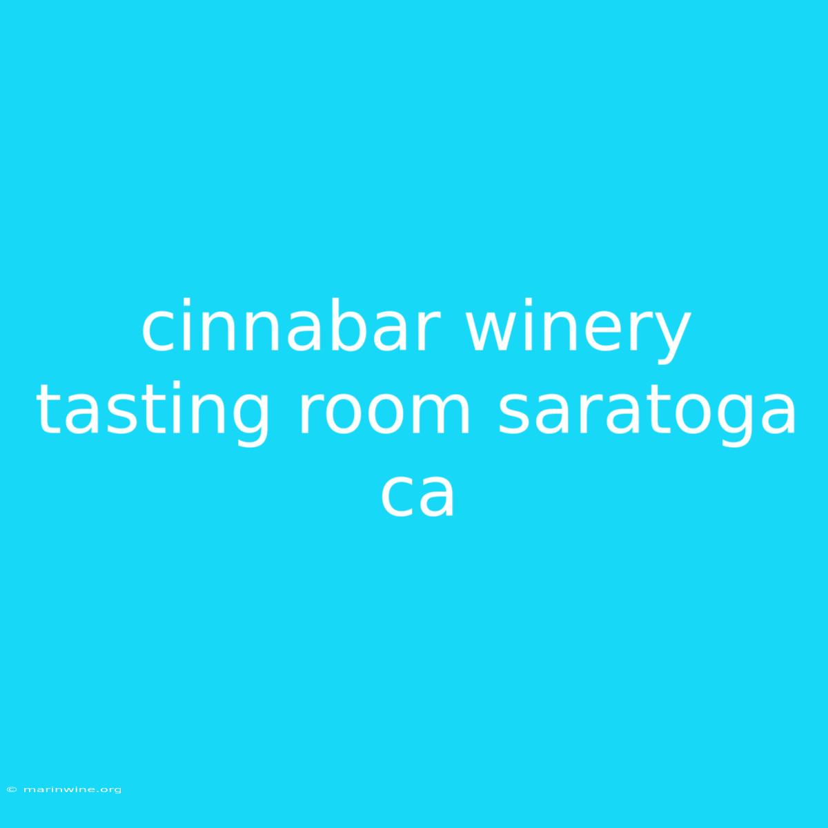 Cinnabar Winery Tasting Room Saratoga Ca