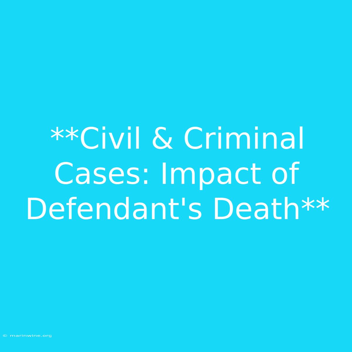 **Civil & Criminal Cases: Impact Of Defendant's Death** 