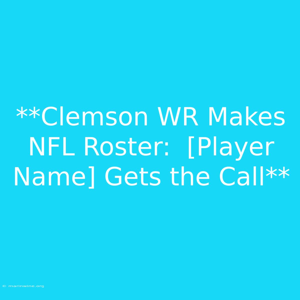 **Clemson WR Makes NFL Roster:  [Player Name] Gets The Call**