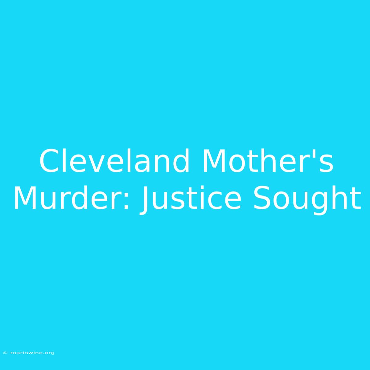 Cleveland Mother's Murder: Justice Sought