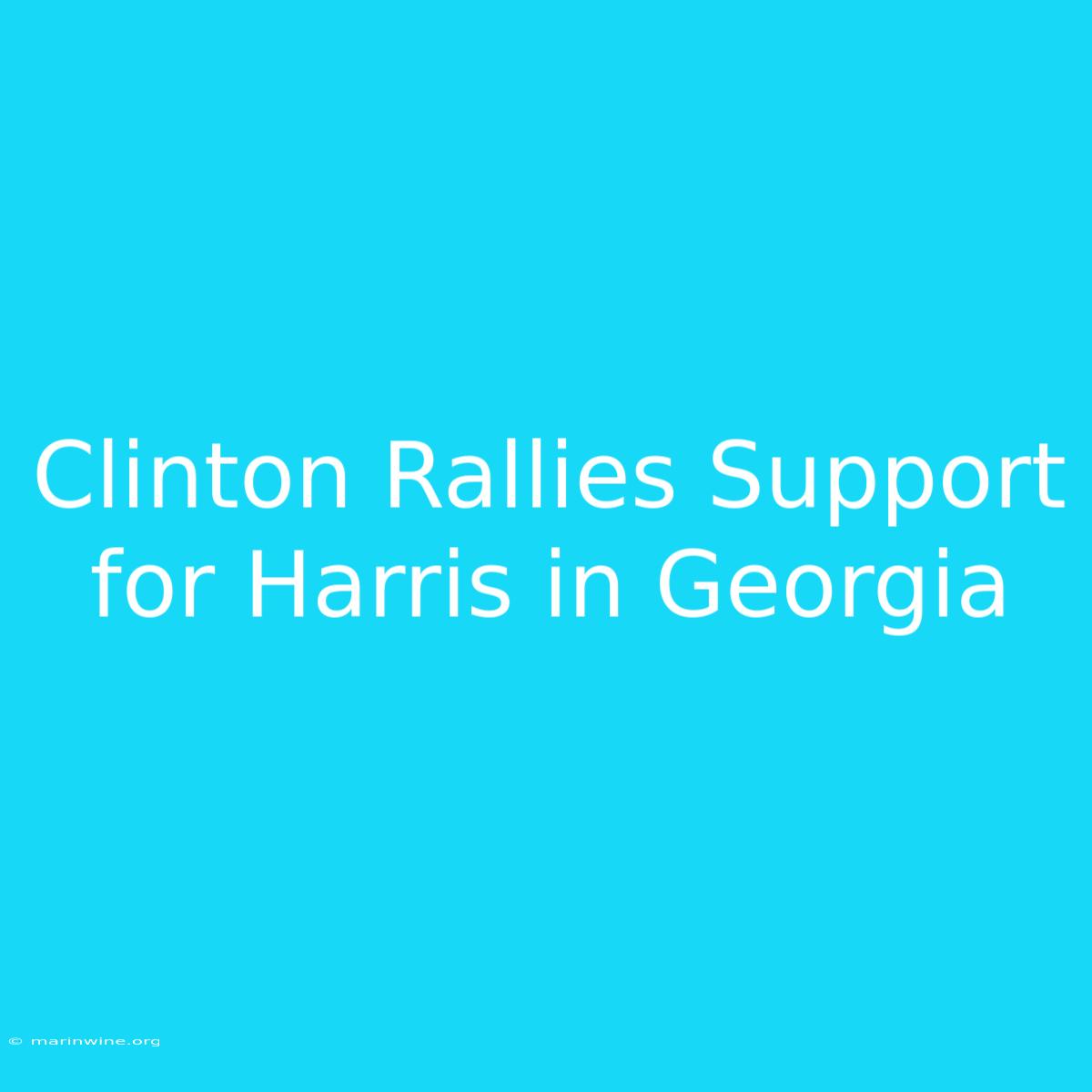 Clinton Rallies Support For Harris In Georgia 