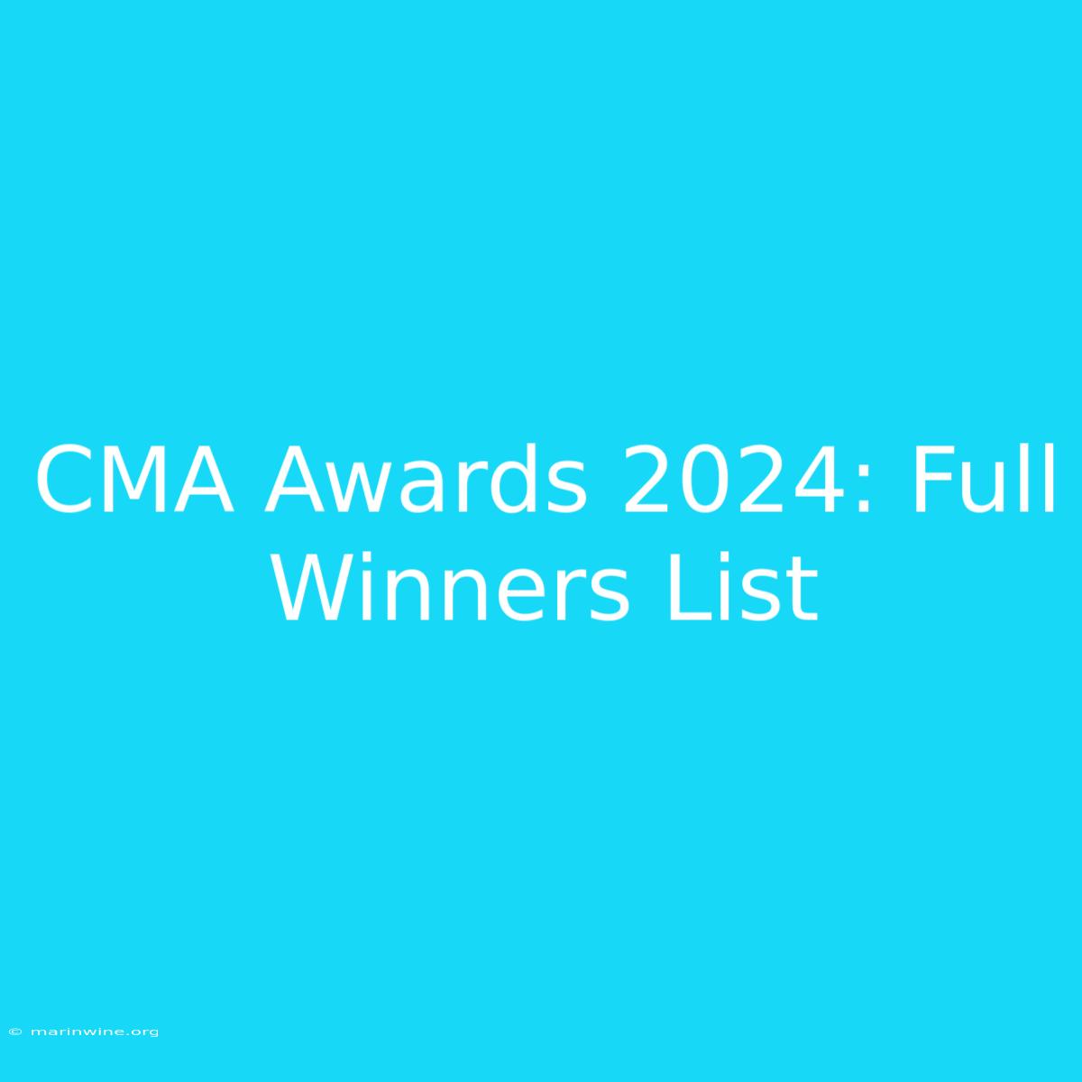 CMA Awards 2024: Full Winners List