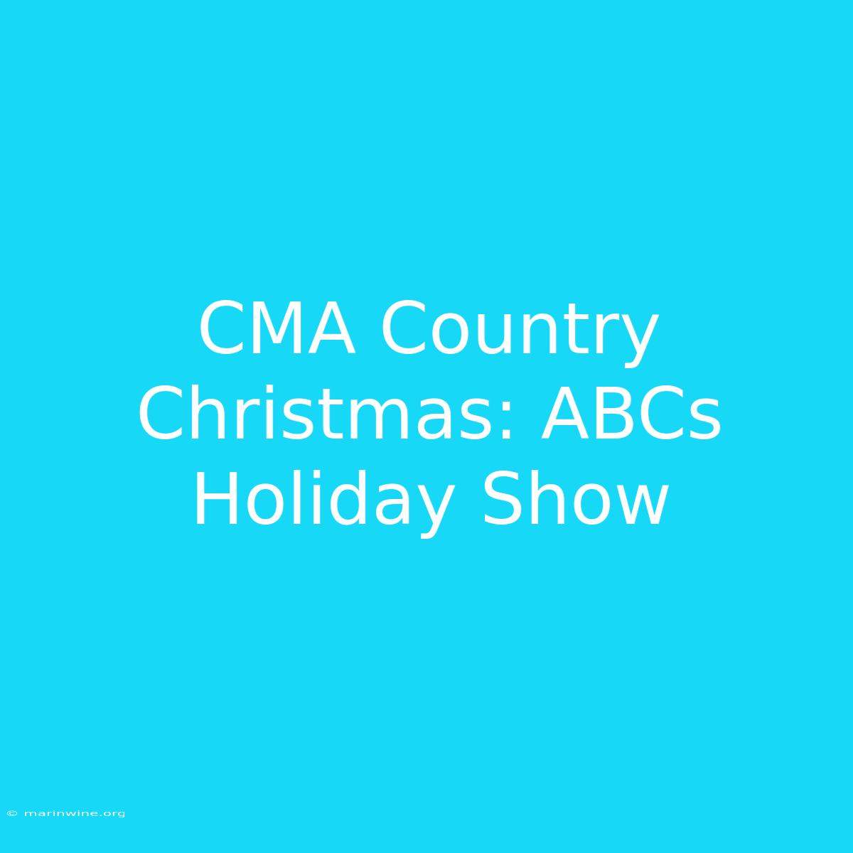 CMA Country Christmas: ABCs Holiday Show