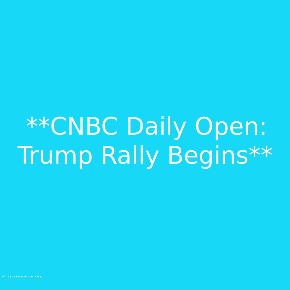 **CNBC Daily Open: Trump Rally Begins**