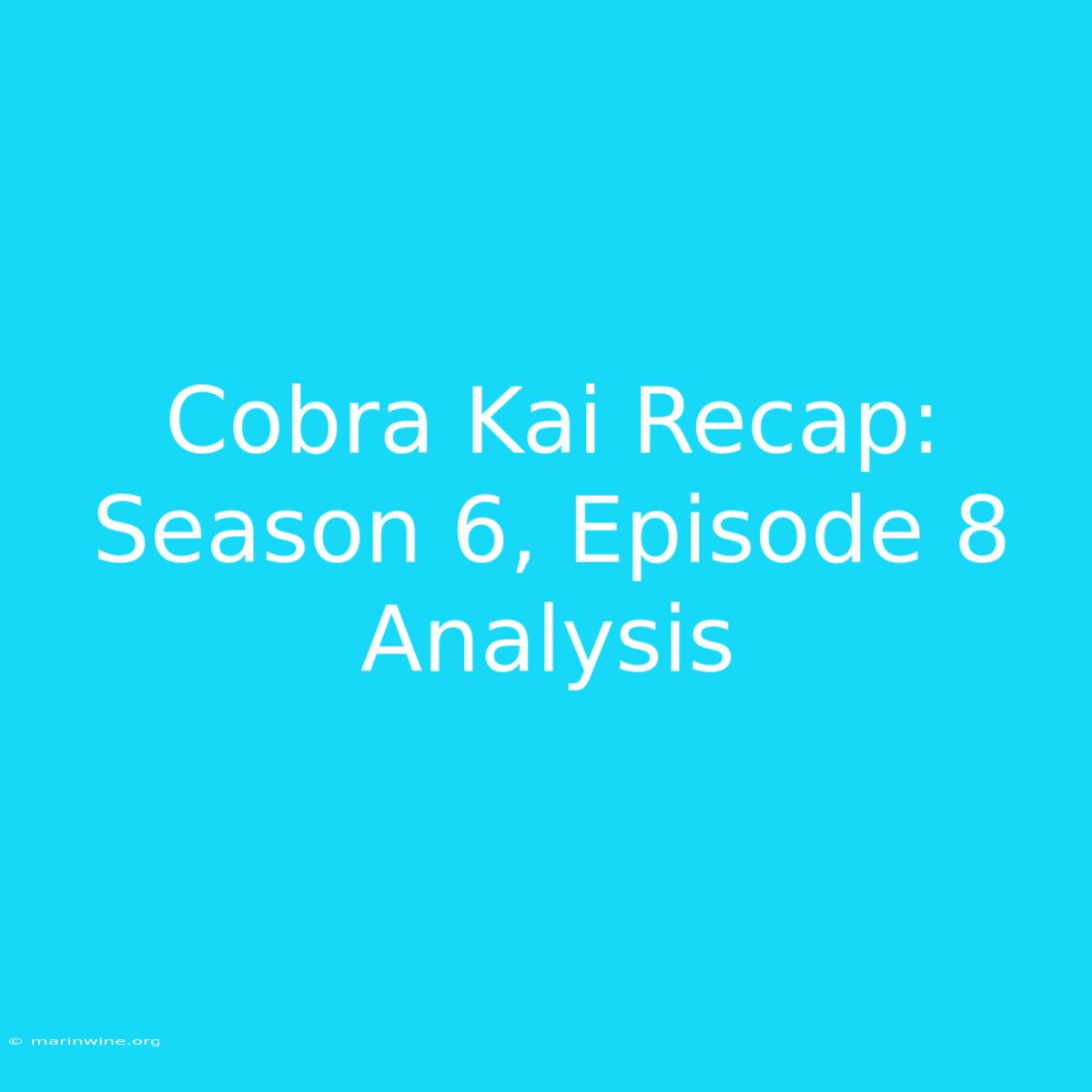 Cobra Kai Recap: Season 6, Episode 8 Analysis