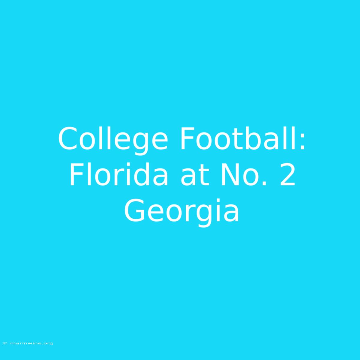 College Football: Florida At No. 2 Georgia 