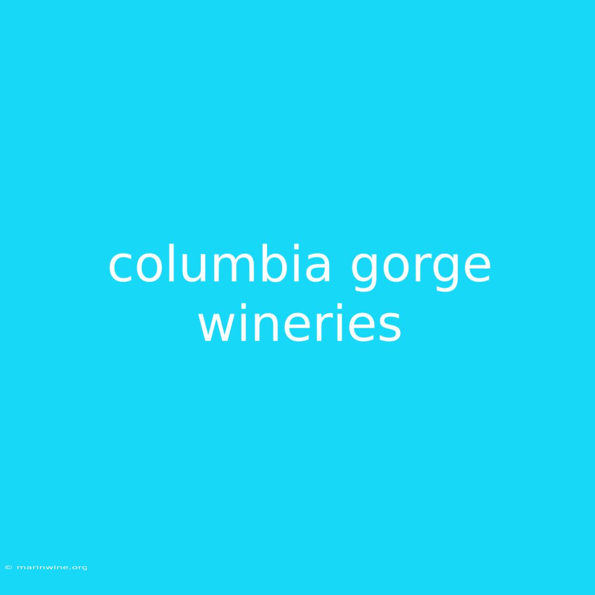 Columbia Gorge Wineries