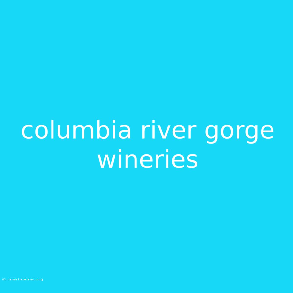 Columbia River Gorge Wineries