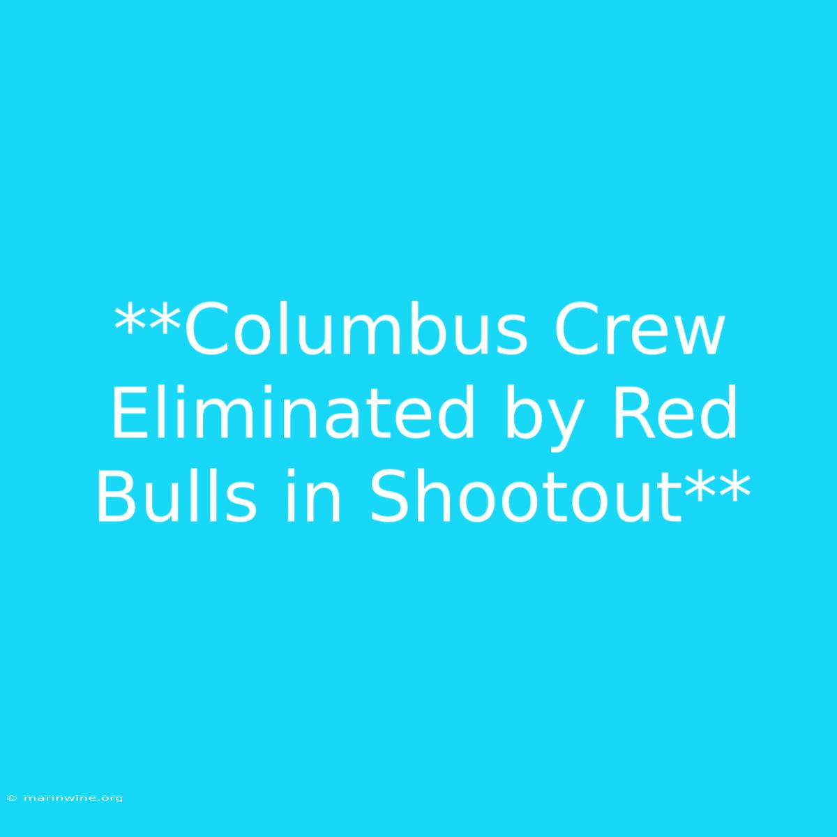 **Columbus Crew Eliminated By Red Bulls In Shootout**