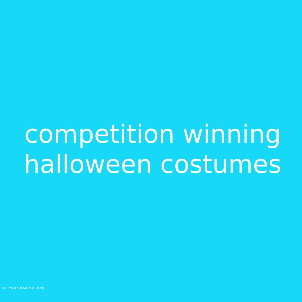 Competition Winning Halloween Costumes