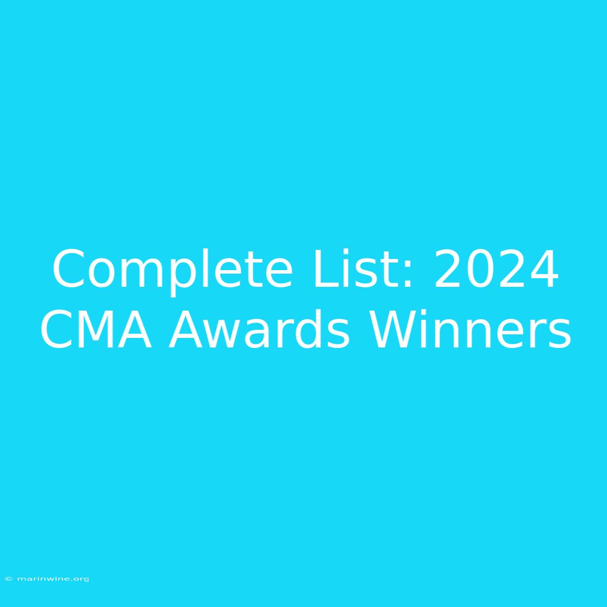 Complete List: 2024 CMA Awards Winners