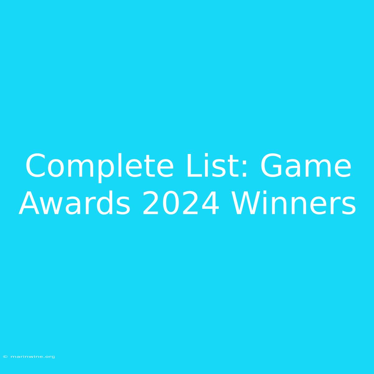 Complete List: Game Awards 2024 Winners