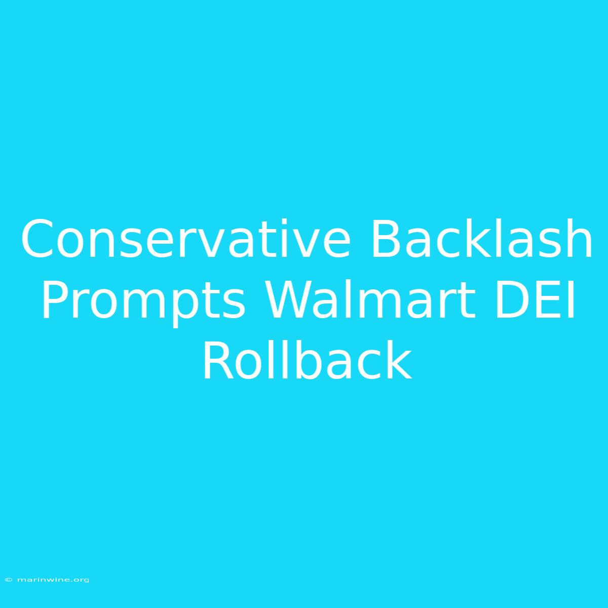 Conservative Backlash Prompts Walmart DEI Rollback