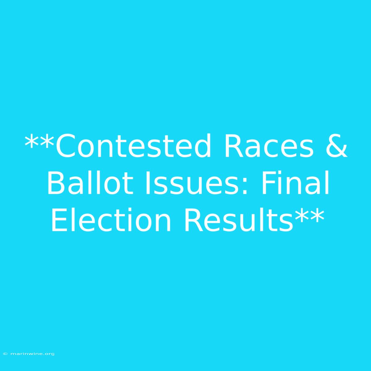 **Contested Races & Ballot Issues: Final Election Results** 