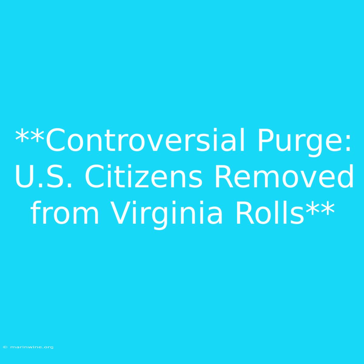 **Controversial Purge: U.S. Citizens Removed From Virginia Rolls**