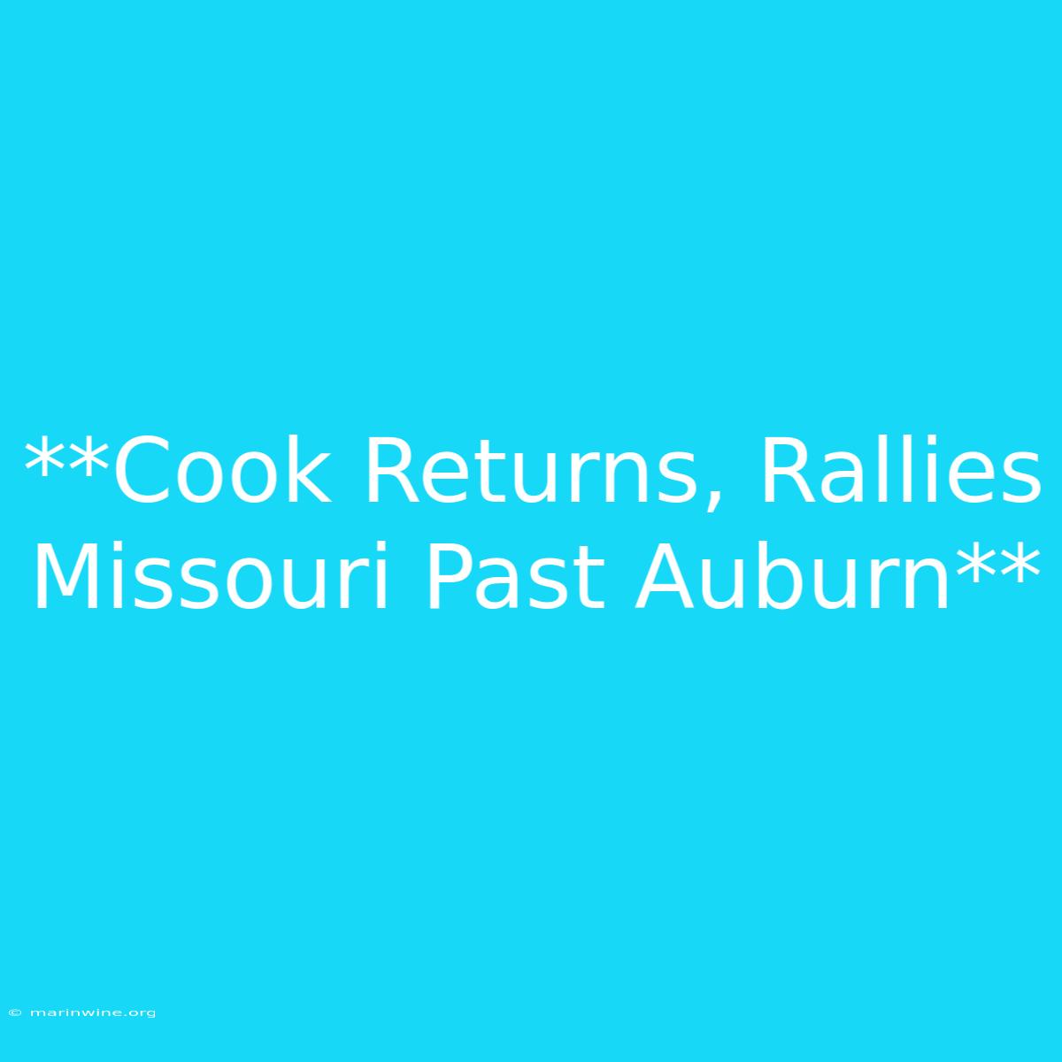 **Cook Returns, Rallies Missouri Past Auburn**