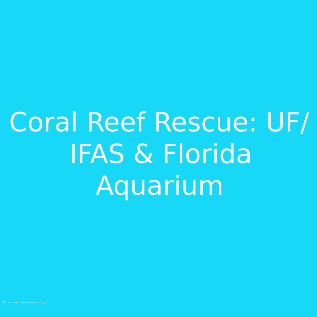 Coral Reef Rescue: UF/IFAS & Florida Aquarium