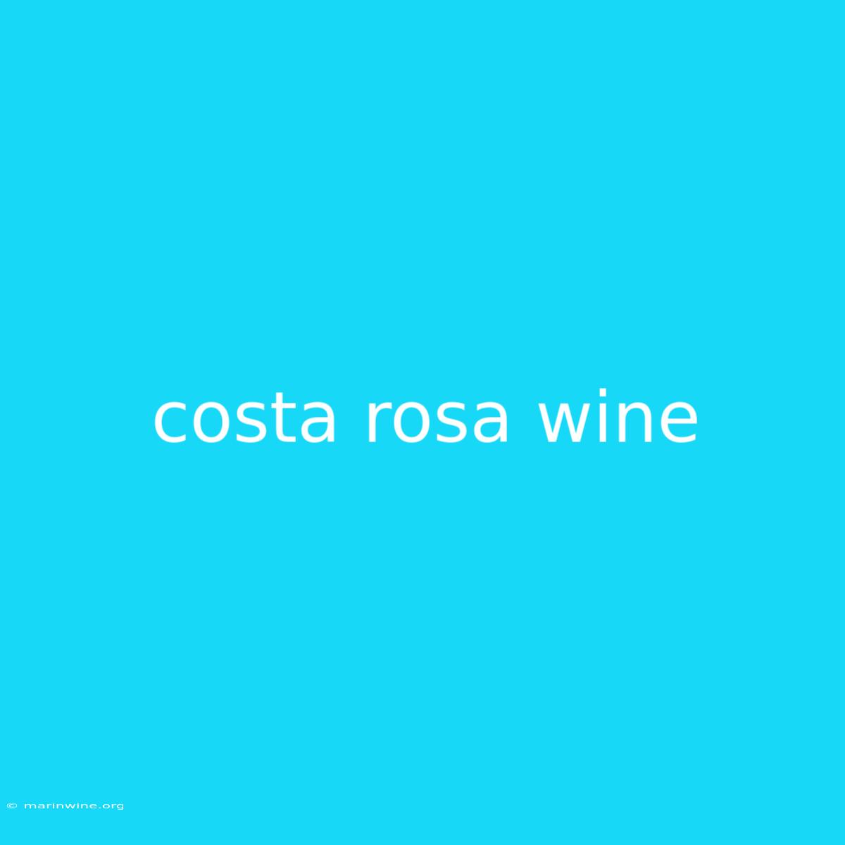 Costa Rosa Wine