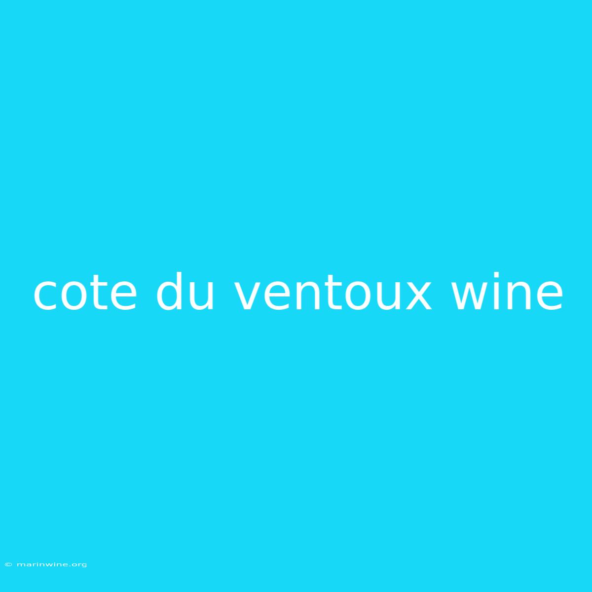 Cote Du Ventoux Wine