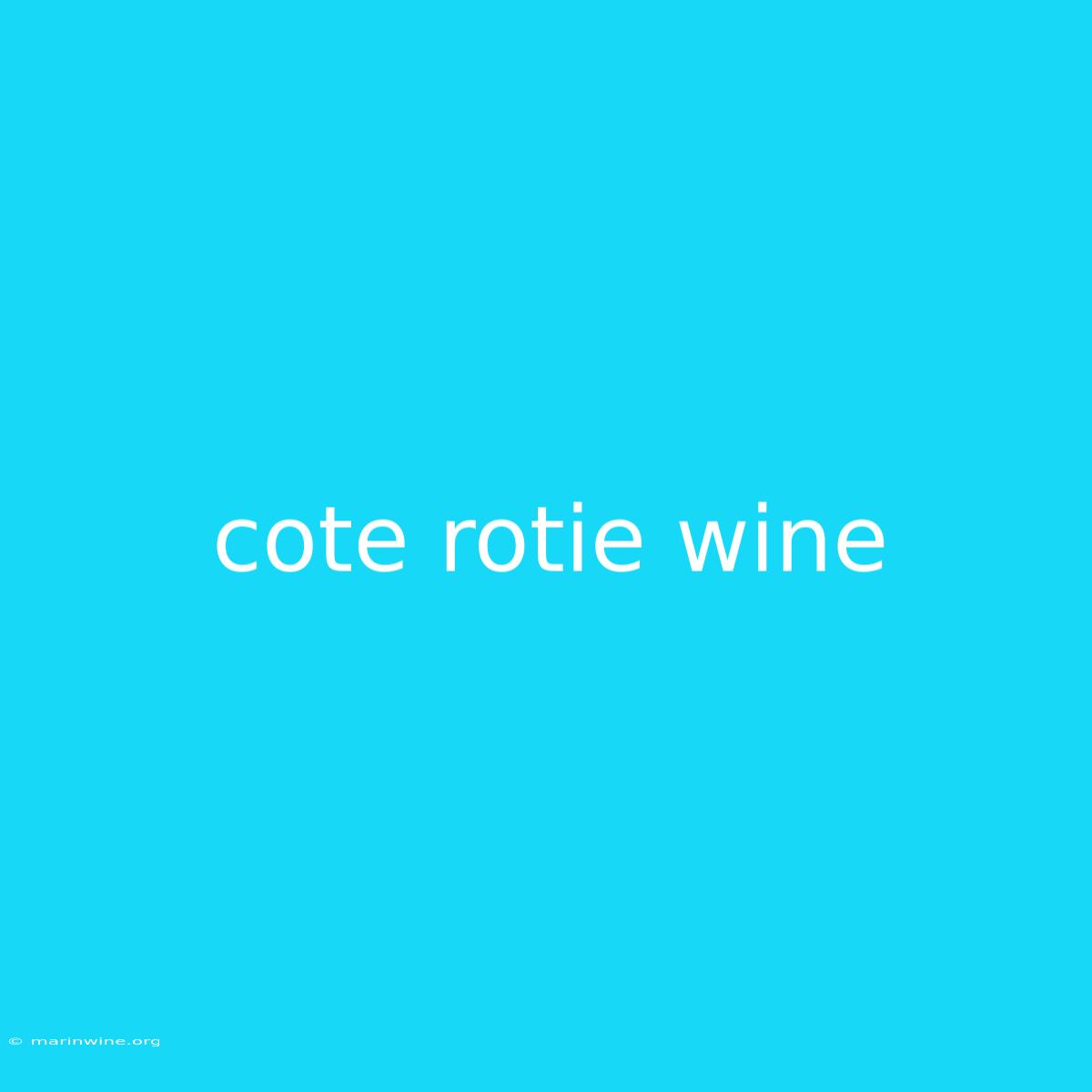 Cote Rotie Wine