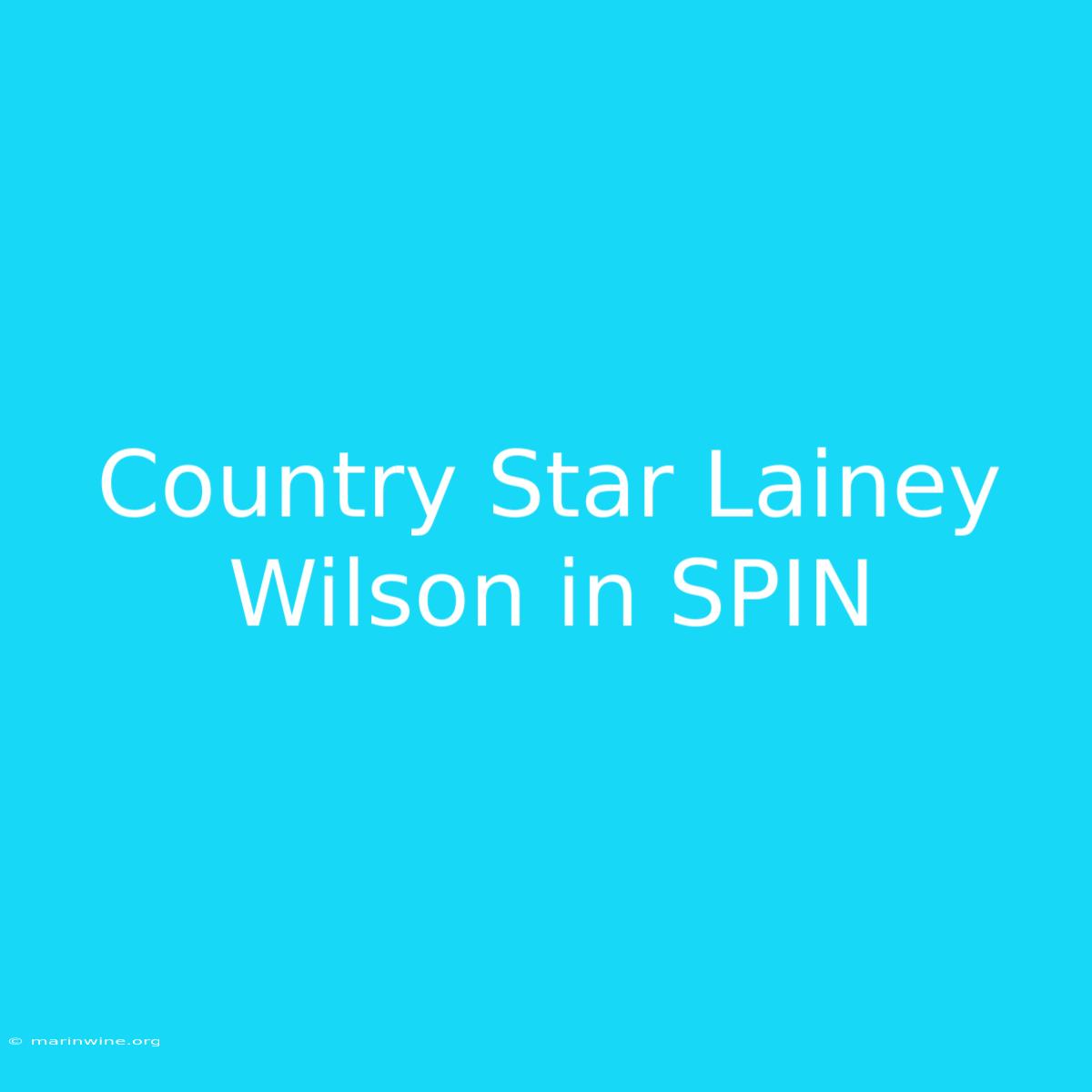 Country Star Lainey Wilson In SPIN