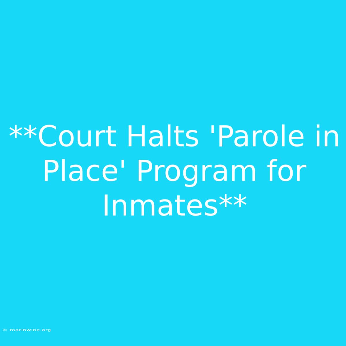 **Court Halts 'Parole In Place' Program For Inmates**