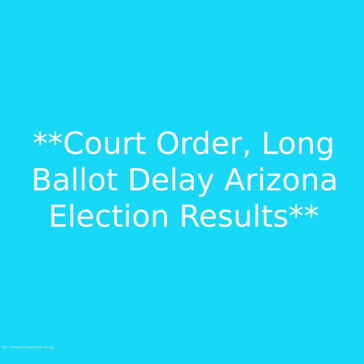 **Court Order, Long Ballot Delay Arizona Election Results** 