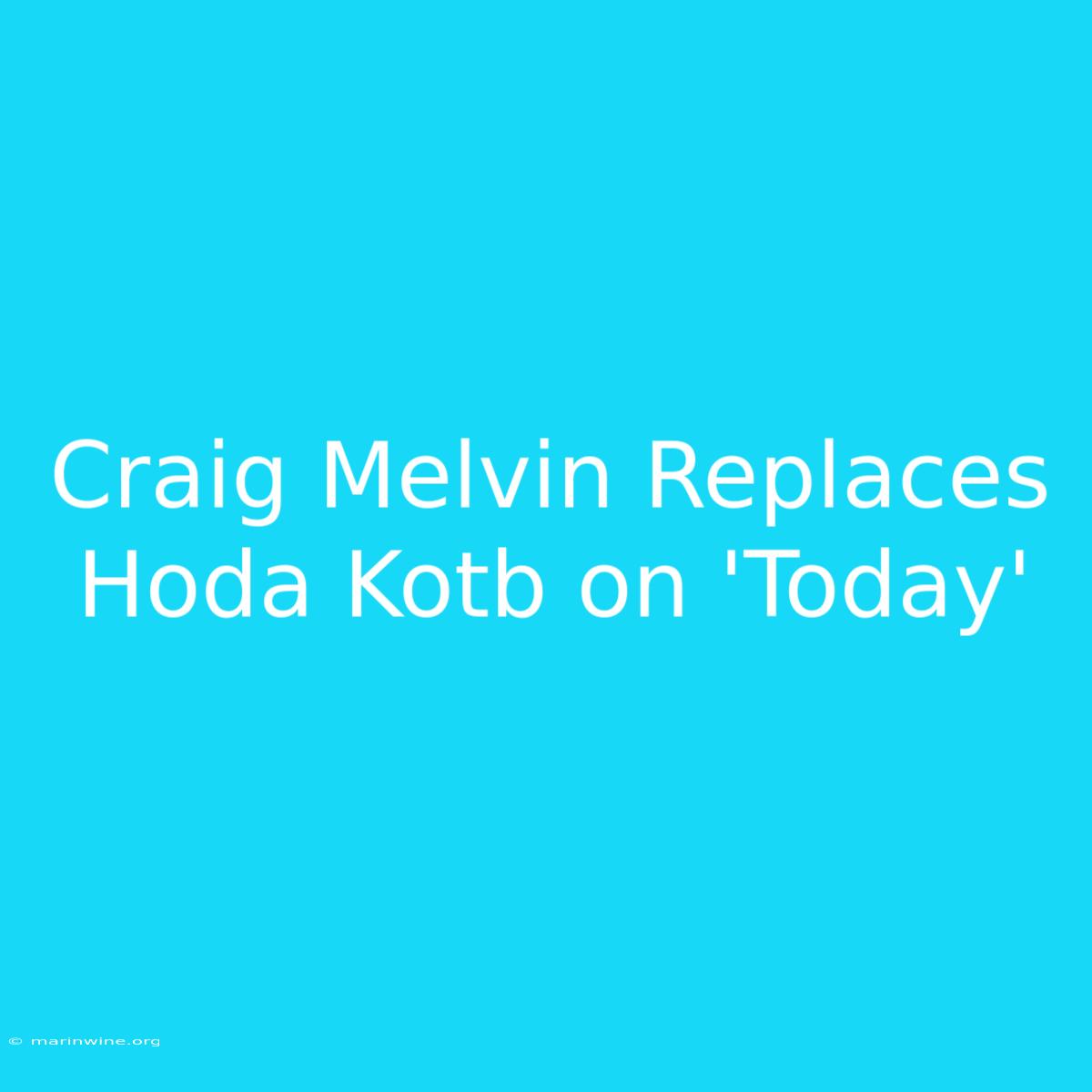 Craig Melvin Replaces Hoda Kotb On 'Today'