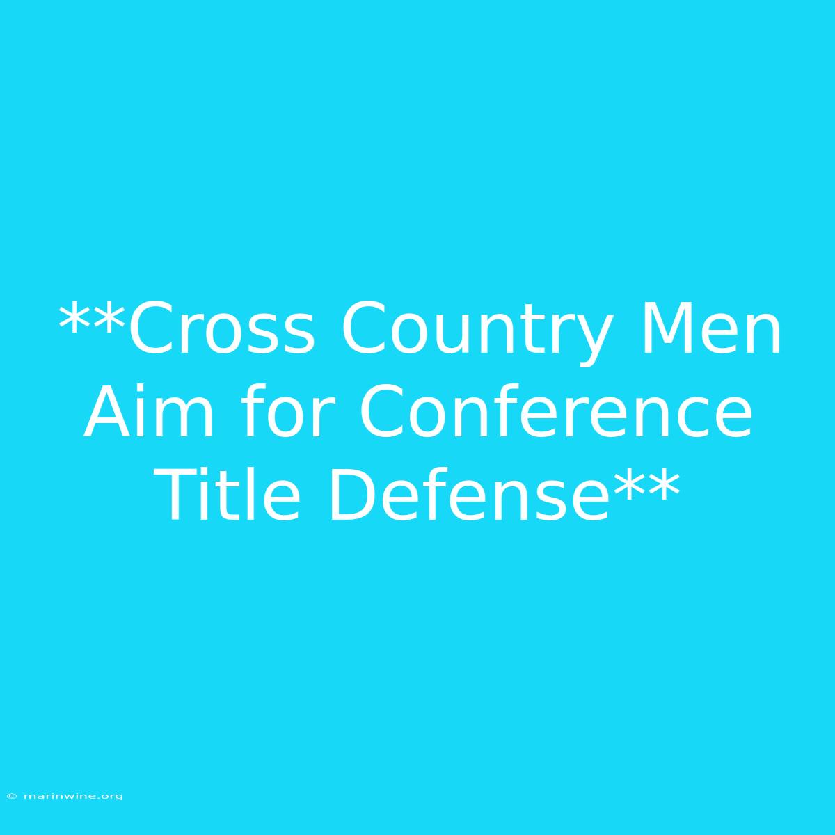 **Cross Country Men Aim For Conference Title Defense**