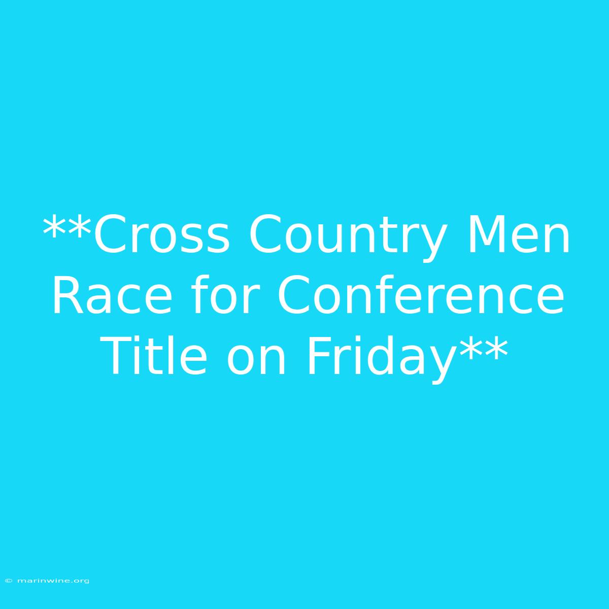 **Cross Country Men Race For Conference Title On Friday**