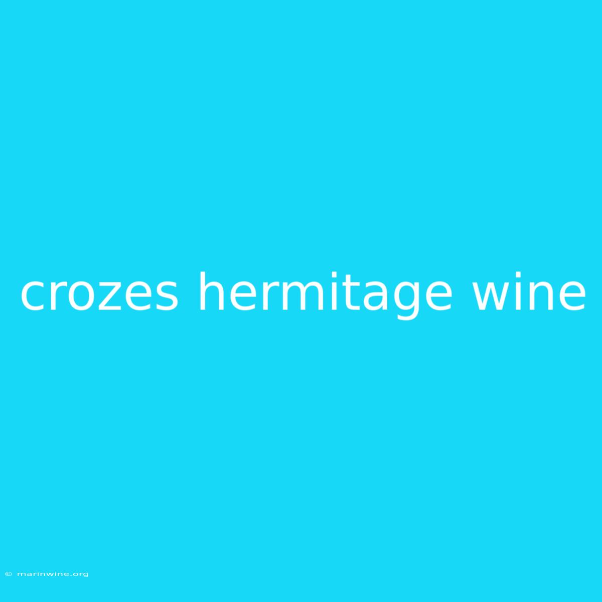 Crozes Hermitage Wine