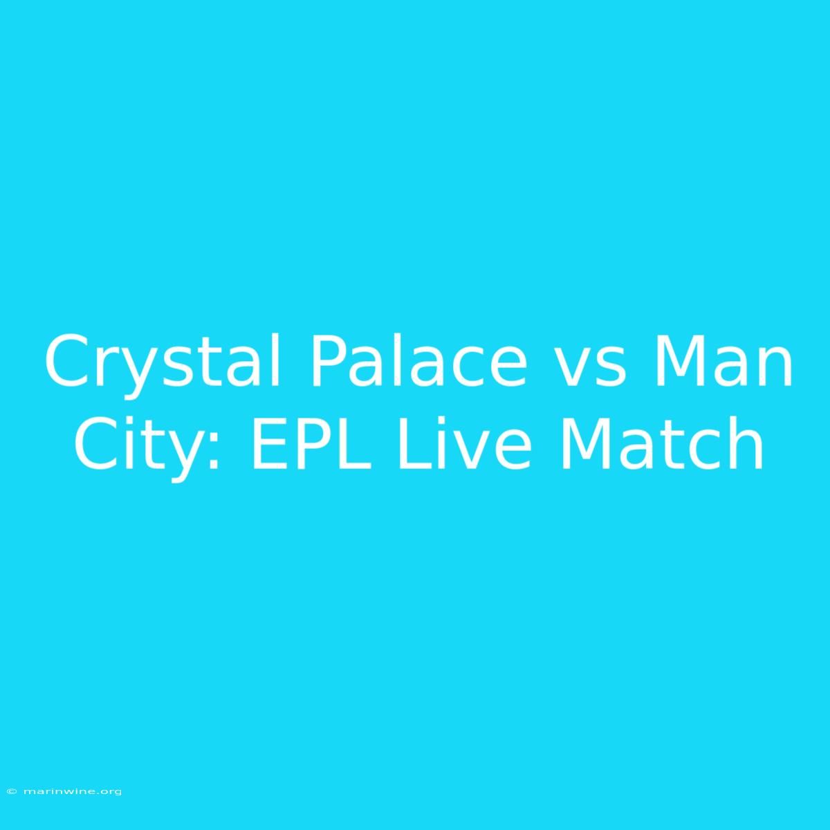 Crystal Palace Vs Man City: EPL Live Match