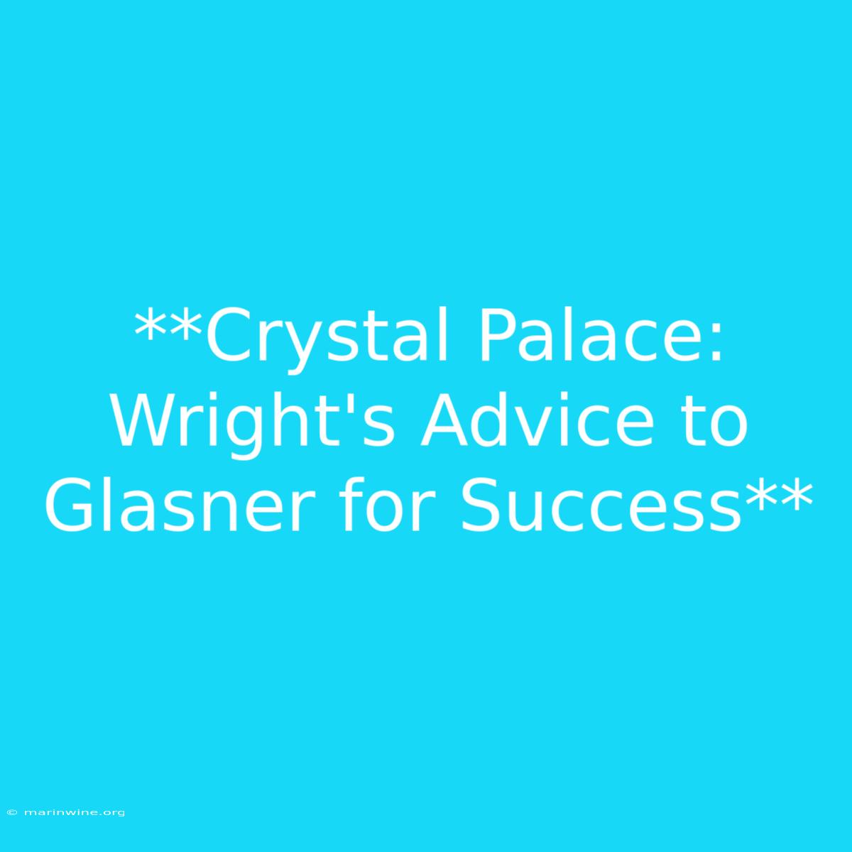 **Crystal Palace: Wright's Advice To Glasner For Success** 