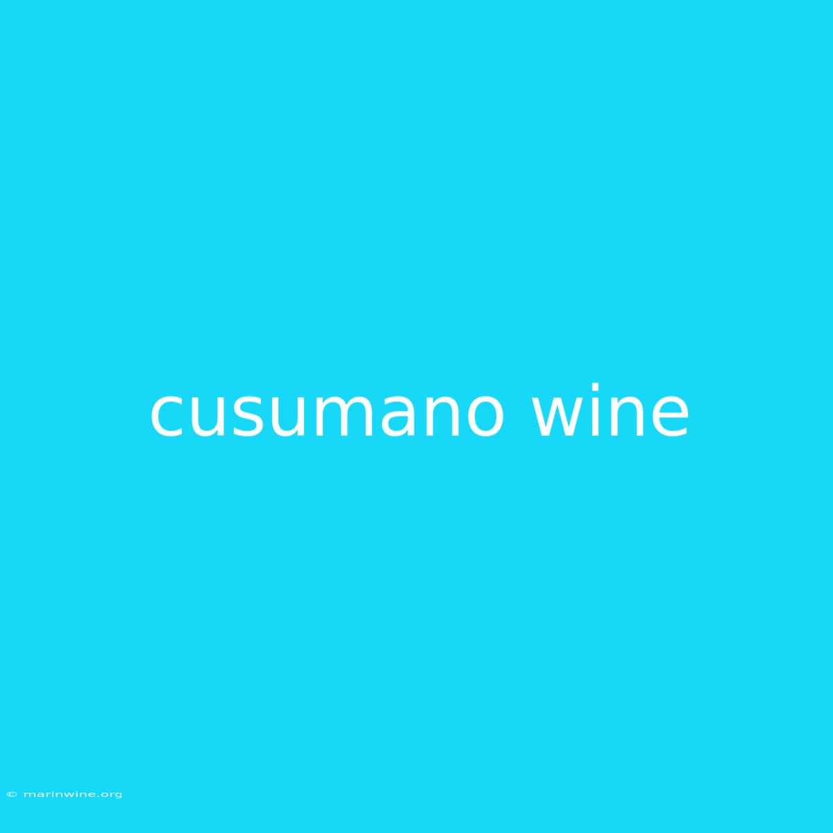 Cusumano Wine