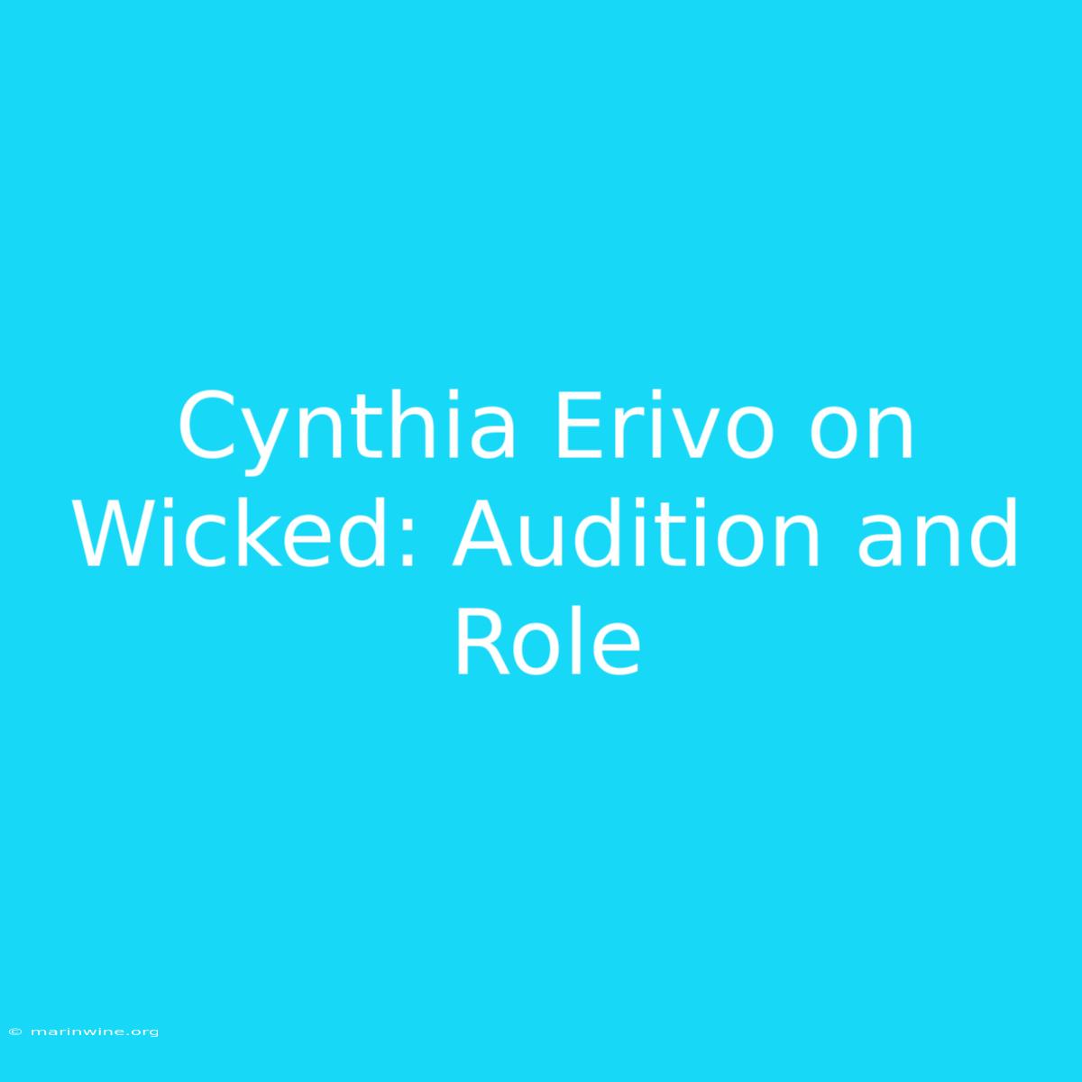 Cynthia Erivo On Wicked: Audition And Role