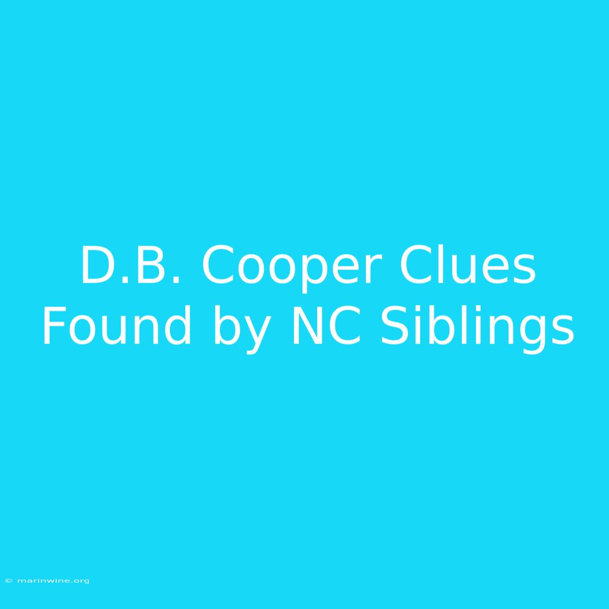 D.B. Cooper Clues Found By NC Siblings