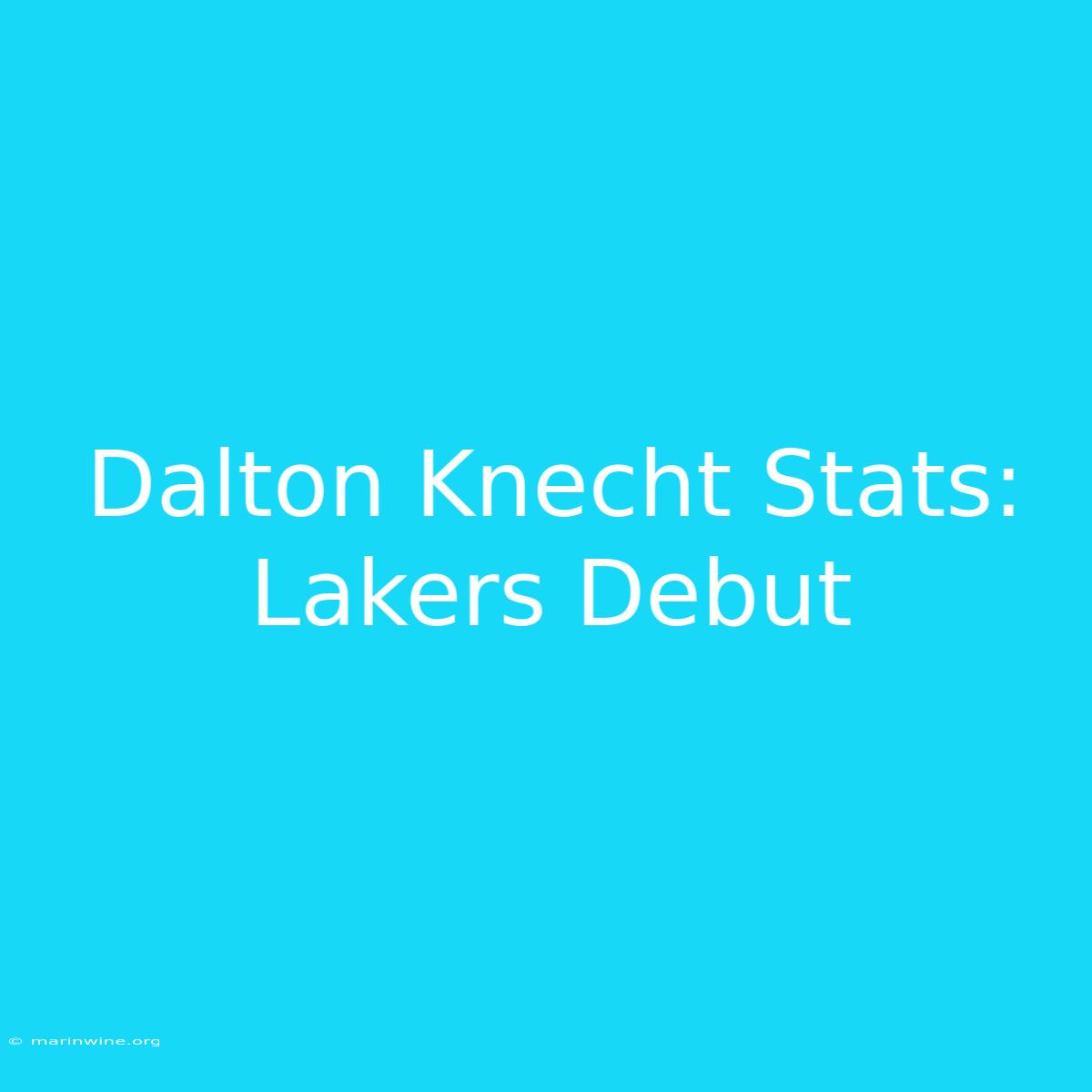 Dalton Knecht Stats: Lakers Debut