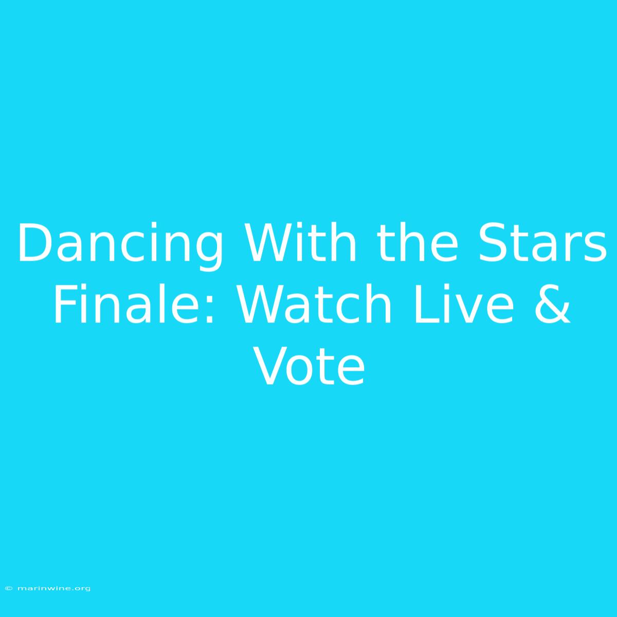 Dancing With The Stars Finale: Watch Live & Vote