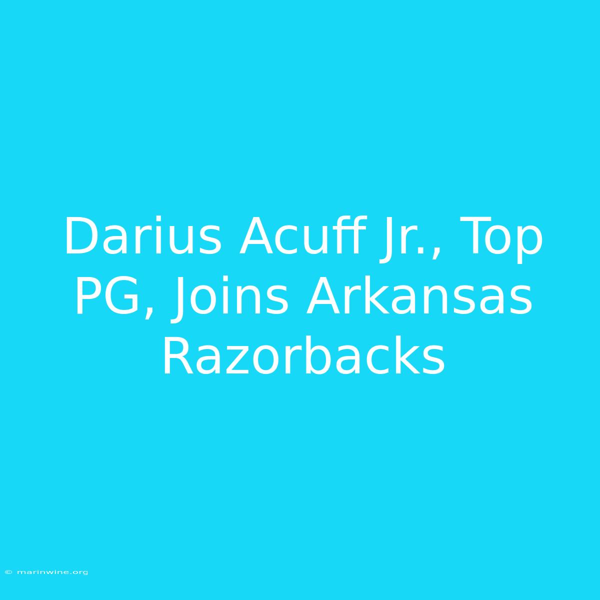 Darius Acuff Jr., Top PG, Joins Arkansas Razorbacks