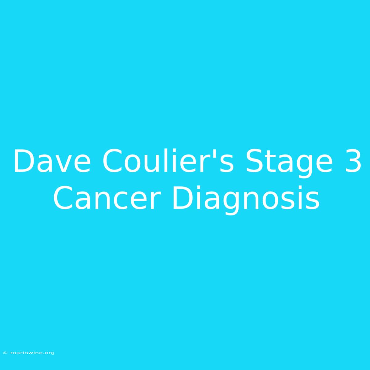 Dave Coulier's Stage 3 Cancer Diagnosis 