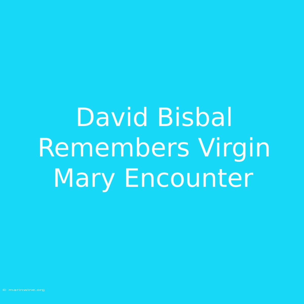 David Bisbal Remembers Virgin Mary Encounter