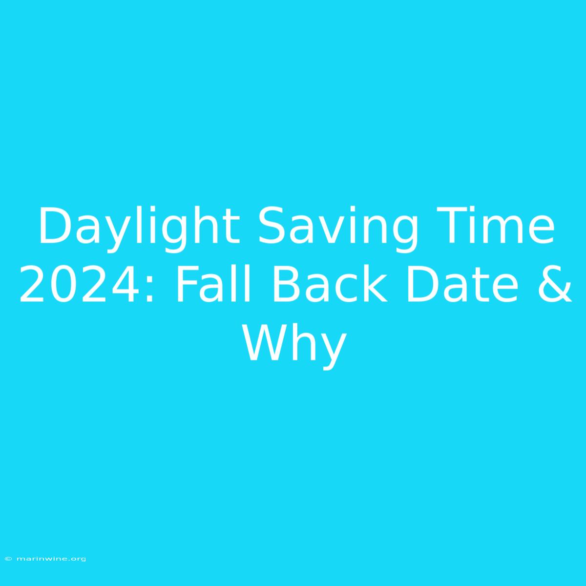 Daylight Saving Time 2024: Fall Back Date & Why