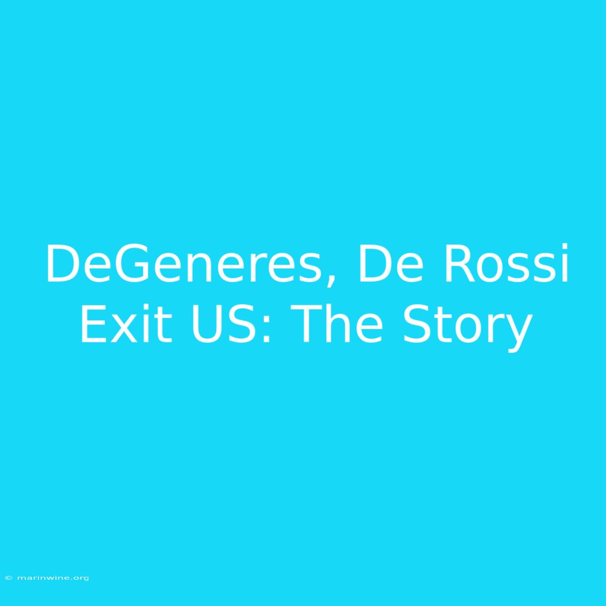 DeGeneres, De Rossi Exit US: The Story