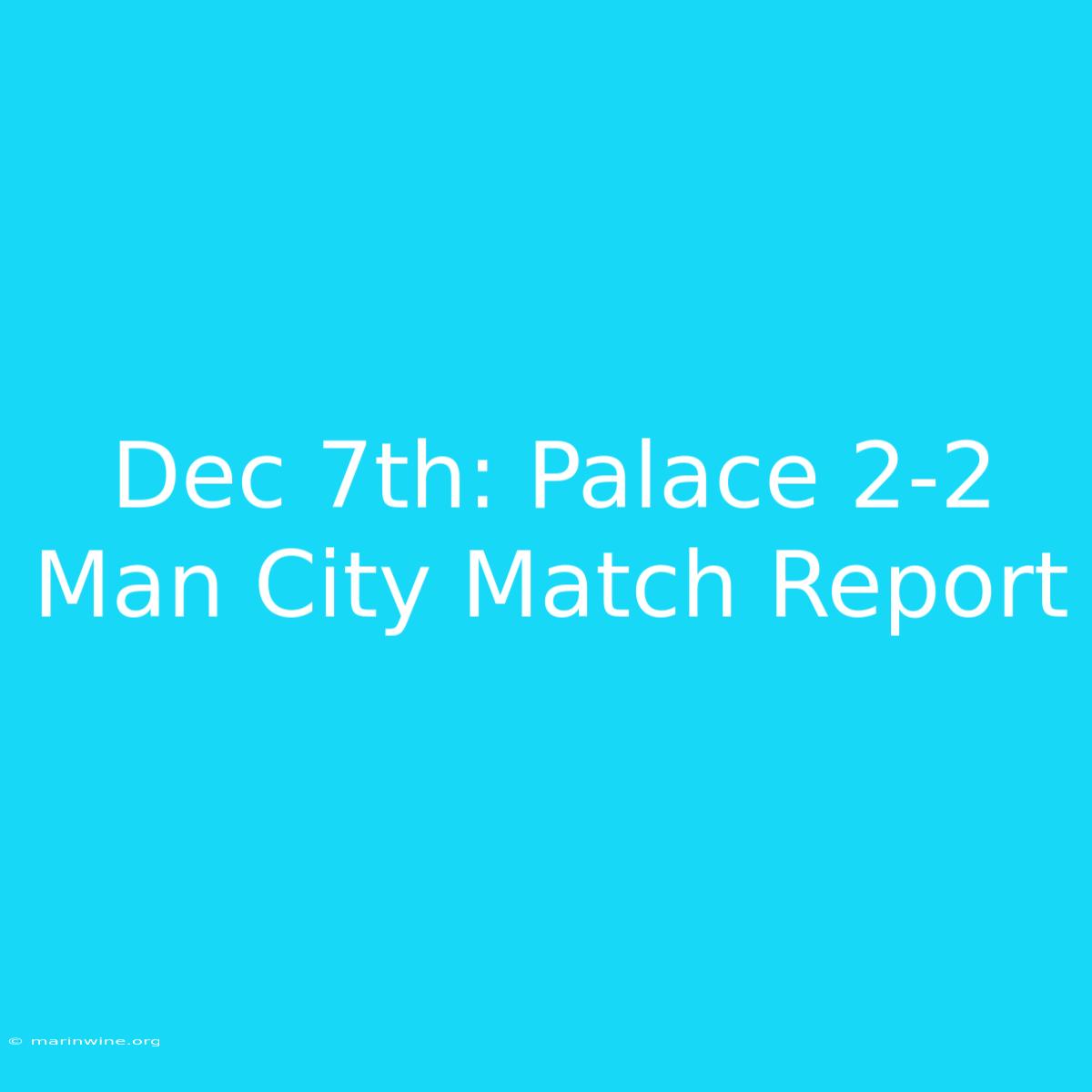 Dec 7th: Palace 2-2 Man City Match Report