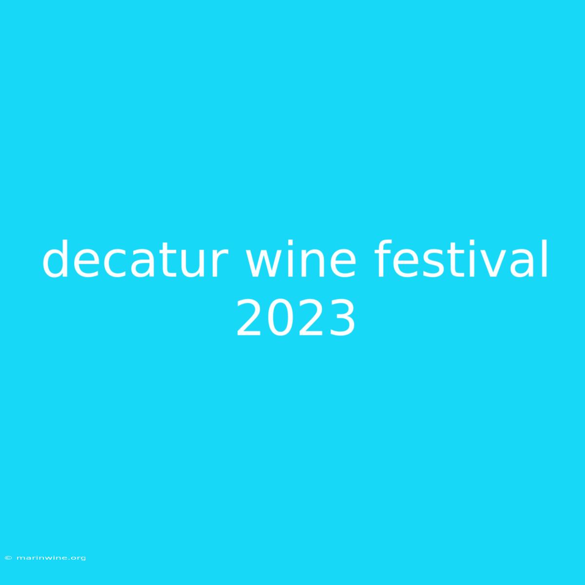 Decatur Wine Festival 2023