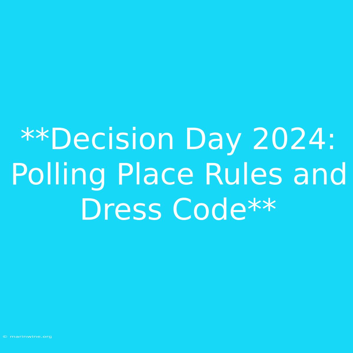 **Decision Day 2024: Polling Place Rules And Dress Code**