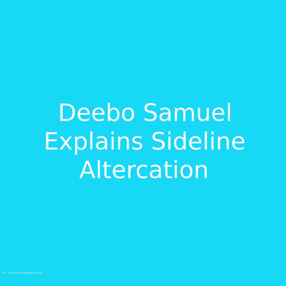 Deebo Samuel Explains Sideline Altercation